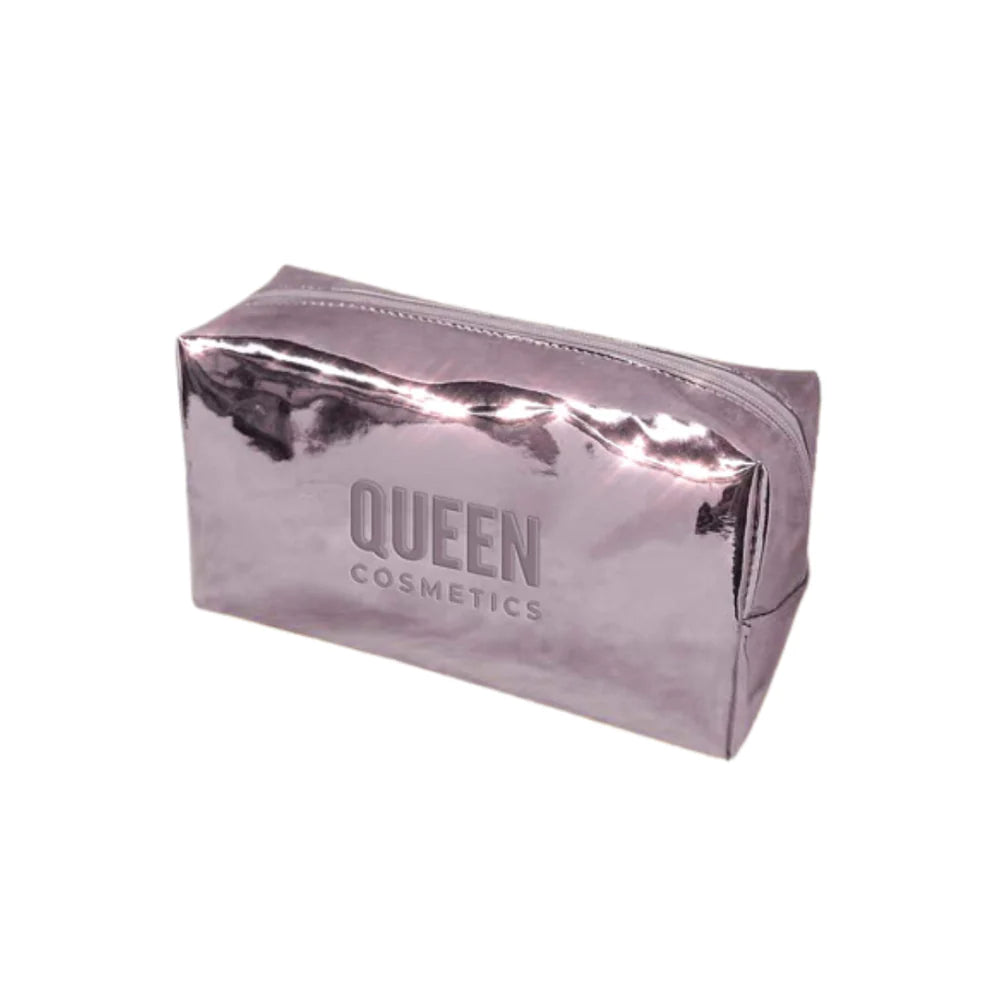 QUEEN COSMETICS METALLIC PINK MAKEUP BAG